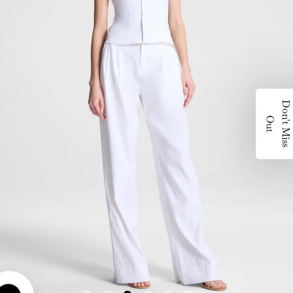 A.L.C. Charles Linen Pant in‎ White, Size 14